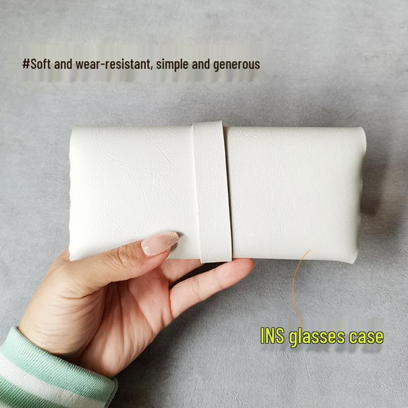 Retro Literary Minimalist Soft Leather Eyeglass Case - Portable Anti-Pressure Sunglasses Pouch for Girls