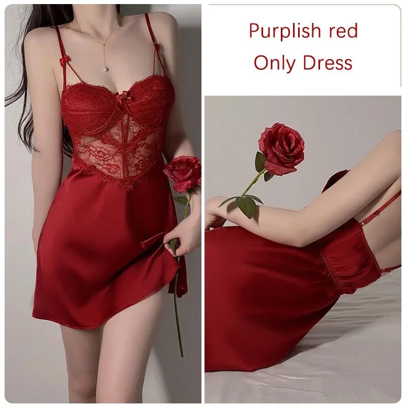 Pijamale confortabile Cămașă de noapte sexy din dantelă pentru femei cu pernă pentru sâni Set de îmbrăcăminte pentru acasă pentru femei, cu bretele, cămașă de noapte