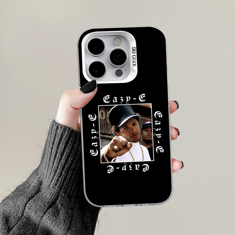 E-Eazy E N-NWA Handyhülle Für iPhone 16,15,14,13,12,11,Pro,Max,Plus,Mini,XS,SE Anti-Fall Grau Silber Matt Hartes Bumper