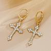 Boucles d'oreilles croix gothique Y2K strass Kpop cristal zircon croix pendantes pour femmes boucles d'oreilles grunge Egirl accessoires en zircon