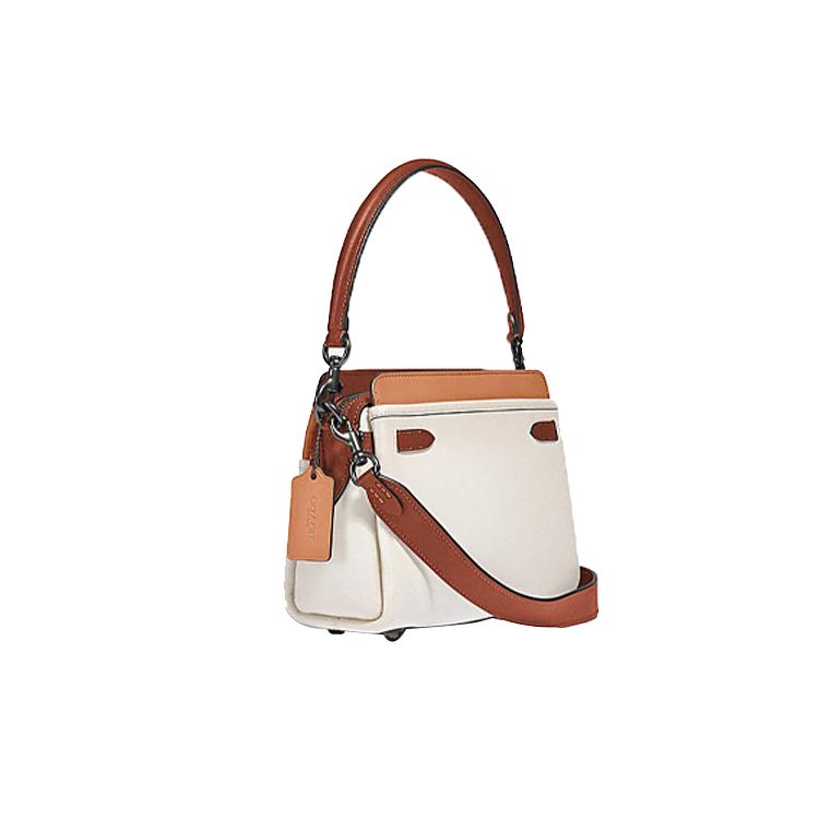 New COACH Tate Leather Handbag, Shoulder Bag, Crossbody Bag Women's White, Brown & Multicolor C2586-V5SBJ