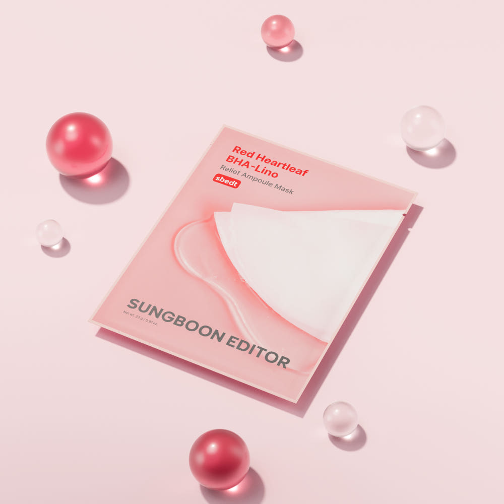 SUNGBOON EDITOR Red Heartleaf BHA-Lino Relief Ampoule Mask 23g X 10 Sheets Korean Soothing Sheet Mask