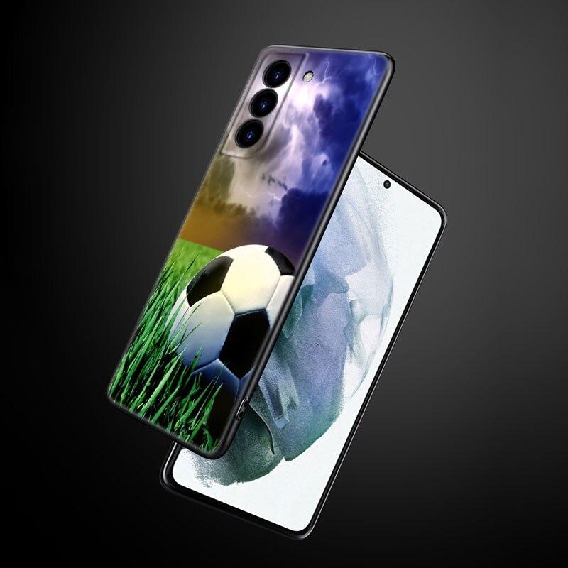Football Field Phone Case For Samsung Galaxy S22 Pro S21 S20 Ultra FE S10 Lite 5G S10E S9 S8 Plus Soft TPU Black Cover