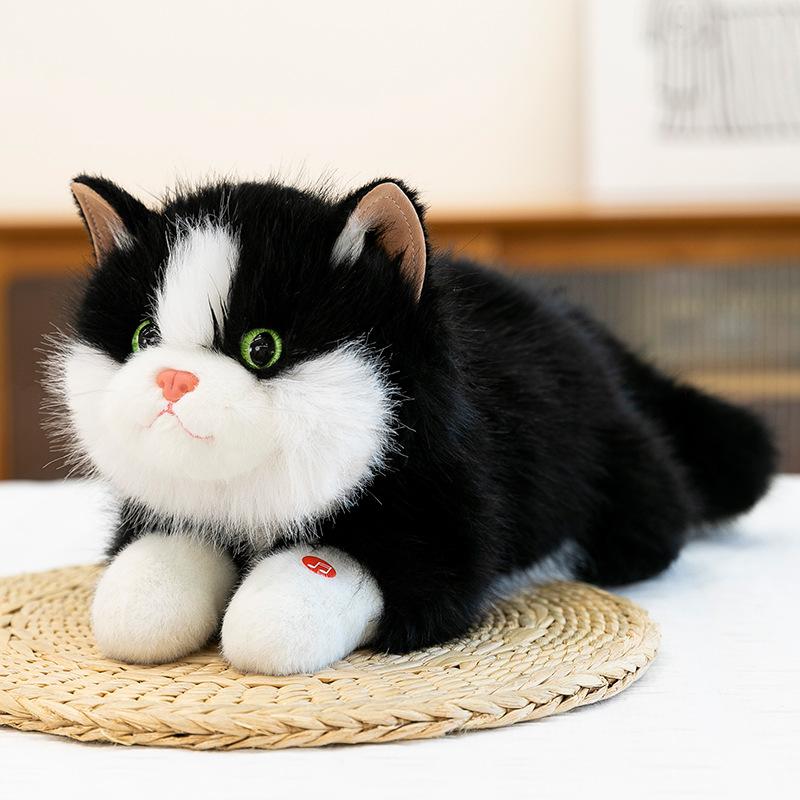 Simulation Ragdoll Cat Doll Will Make a Sound Cat Doll Pet Kitten Plush Toy Accompany Soothing Children Throw Pillow