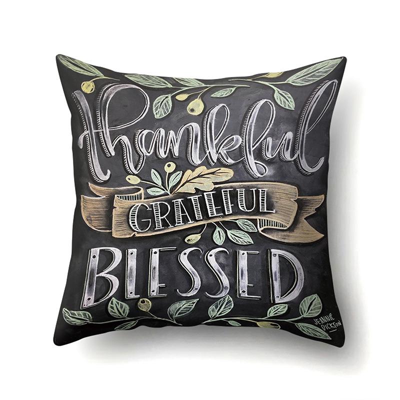 Thanksgiving Pillowcase Blessing Maple Leaf Pumpkin Sofa Cushion Cover Office Home Living Room Pillowcase