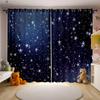 Cortinas Estampadas com Desenhos Animados de Estrelas, Lua e Nuvens para Decoração de Quarto de Criança Cortinas Fibra de Poliéster Fáceis de Lavar e Cuidar
