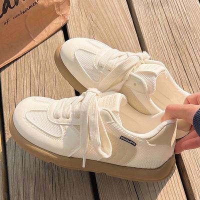 Dexun Schuhe Damen 2025 Frühling und Sommer vielseitige kleine weiße Schuhe atmungsaktive Mesh-Board-Schuhe Nische Ins Tide Sport- und Freizeitschuhe
