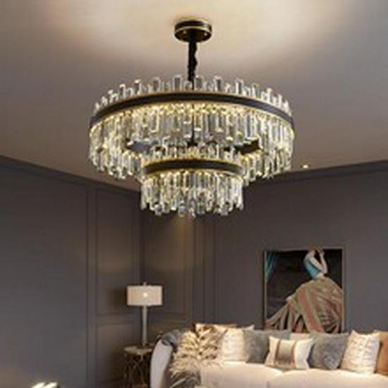 High-End Crystal Chandelier for Modern Spaces - Black, Luxury Lighting for Living Room, Bedroom, Bar, Restaurant, or Villa