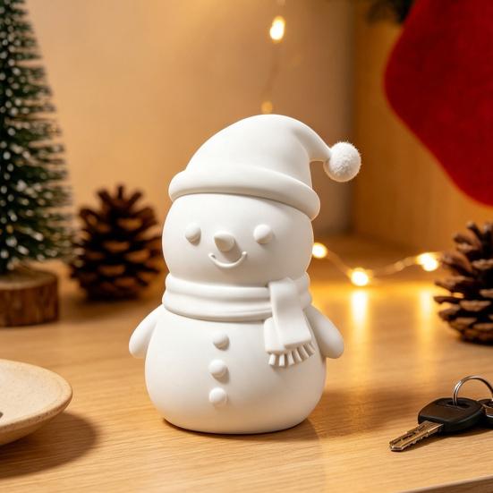 Holiday Hanging Decorations 3D Printed Snowman Figurine, Small Tabletop Statue with White Figures for Crafts Scarf/Necktie, Decorative Ornament Desk,