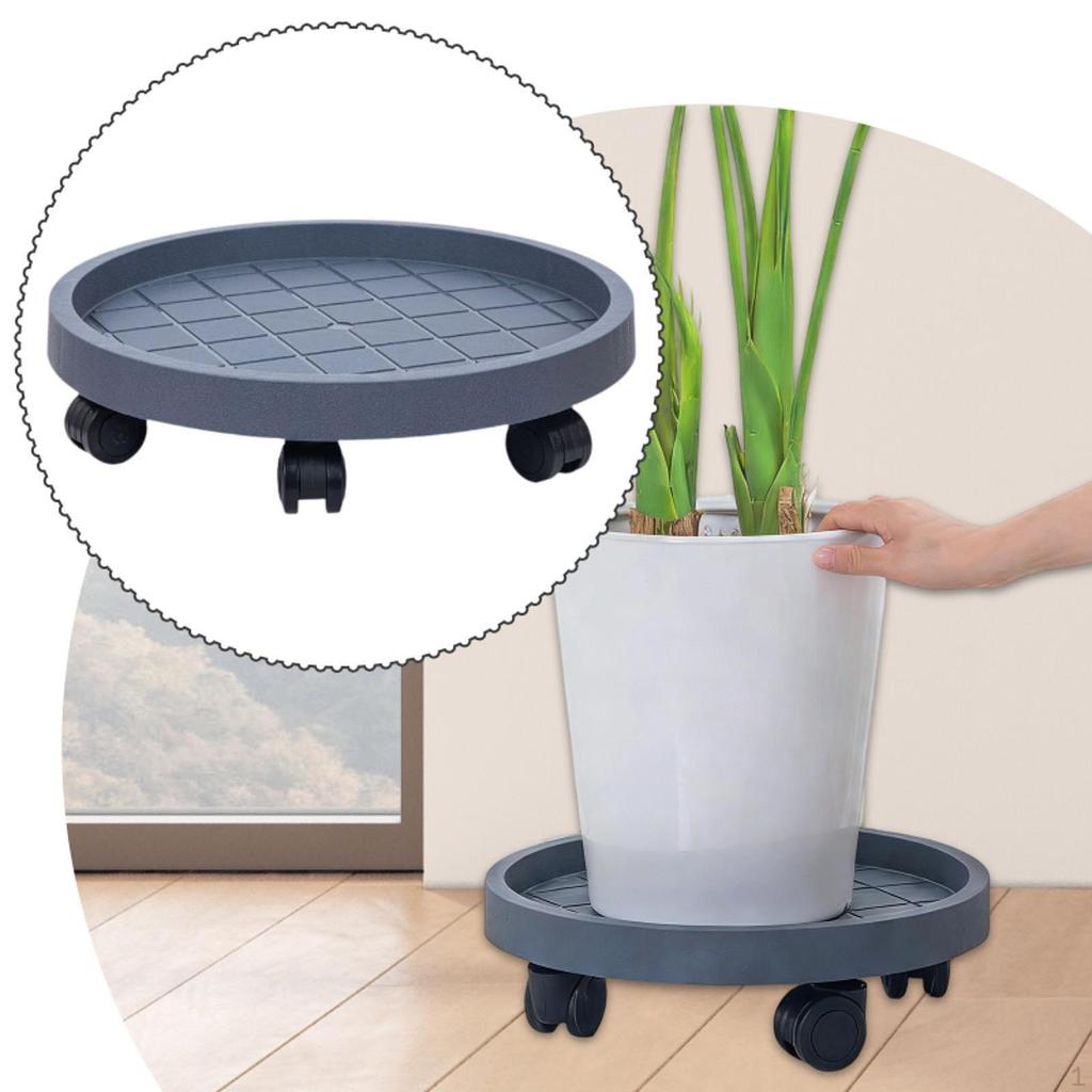 Movable Plantpot Tray Rolling Planter Stand with Wheels Pp Material Breathable Base Sturdy Structure