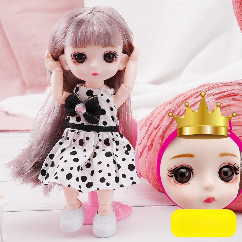 17 CM Mini Mobile 13 Bambole Snodate Ragazze Giocattolo 3D Grandi Occhi BJD Principessa Abiti Completi Collezione di Abiti Per Bambini Regalo bambola