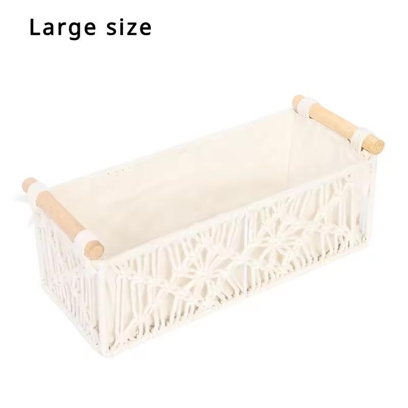 Bohemian Nordic Cotton Rope Hand-woven Desktop Cosmetics and Snacks Storage Basket Flower and Fruit Miscellaneous Storage Basket