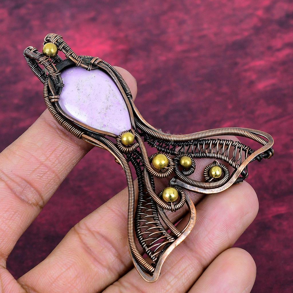 Phosphosiderite Gemstone Pendant Copper Wire Wrapped Jewelry Fish Design Pendant