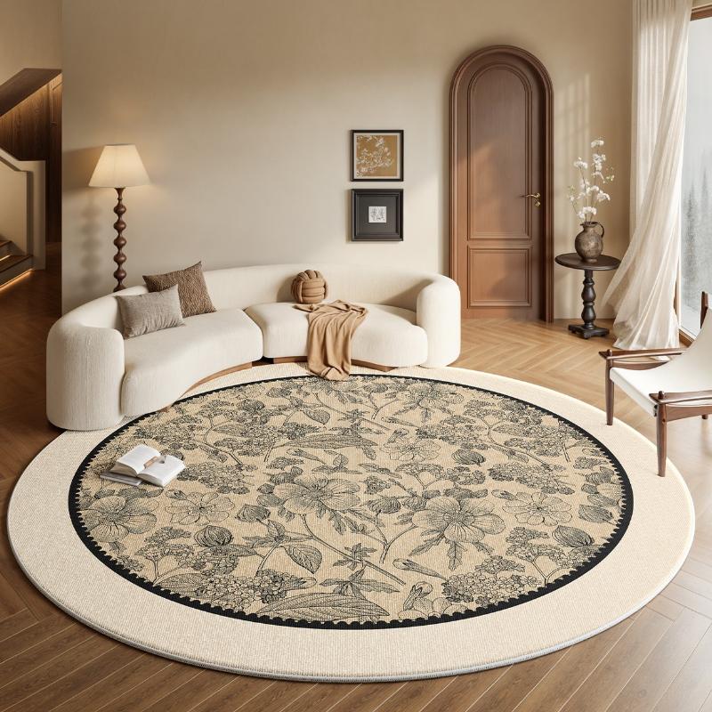 Round Carpet Bedroom Bedside French Medieval Style Cloakroom Dressing Table Chair Floor Mat Home Decoration Living Room Rugs