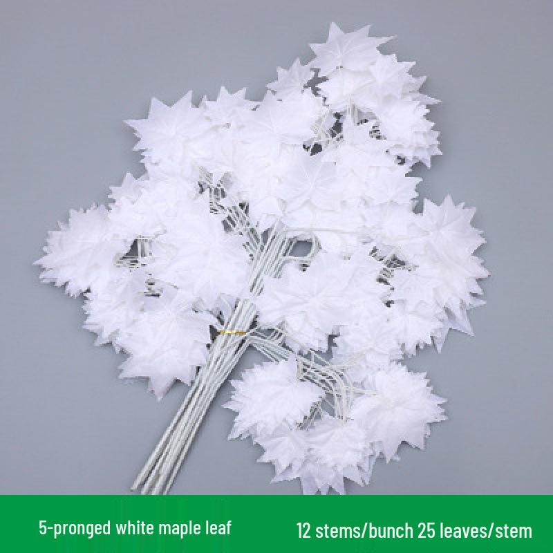 Gold & Silver Banyan and Ginkgo Leaves Fake Tree Branches for Wedding Decoration - Yellow Maple Leaves