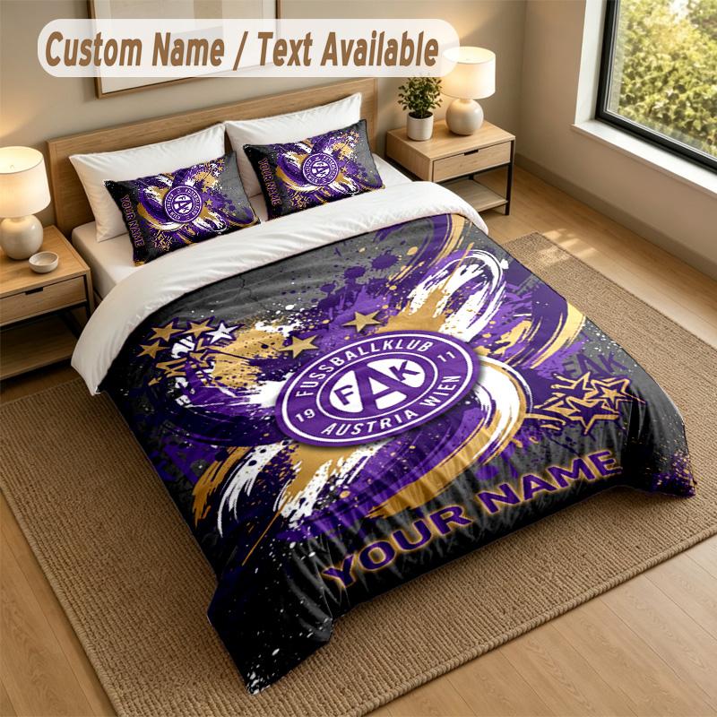 3Pcs Bedding Set Custom Name Text, 1 Sheet 2 Pillowcases Home Bed DecorAustria Wien FC