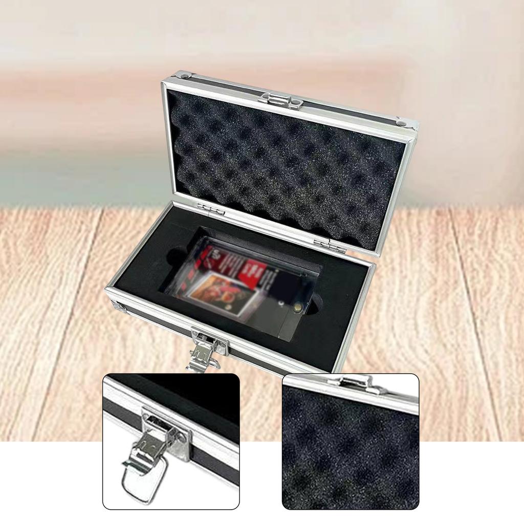 Baseball Card Display Case Portable Showcase Lockable Protect Trading Card Case for Sports Cards Grading Card Collectors PSA