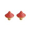 Niche Design Mushroom Rabbit Cherry Stud Earrings Set Cute Cartoon Stainless Steel Color Retention