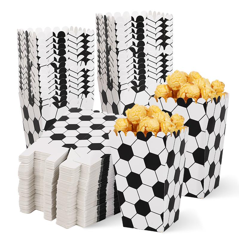 

10 шт. Коробка для попкорна на футбольную тематику, детские сувениры, принадлежности для дня рождения, конфеты, печенье, контейнеры для упаковки закусок, ведерки 12Pcs
