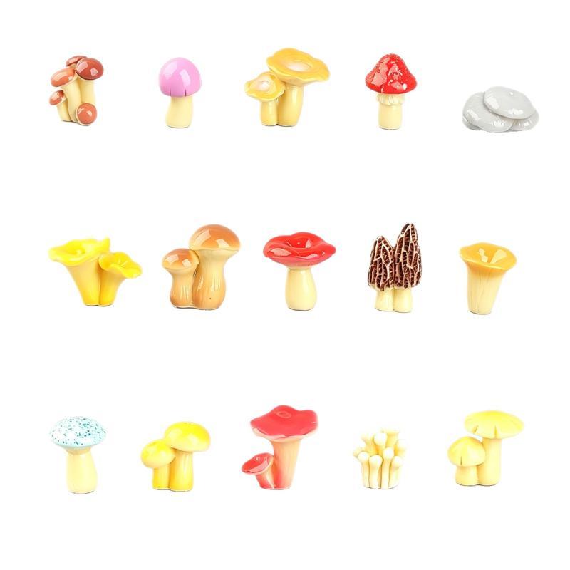 Mini Resin Mushroom Ornaments Micro Landscape Decor Dollhouse Miniature Mushroom Model For Fairy Moss Garden Diy Bonsai Decor