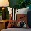 Creative Coffee Illustration Pillow Case Plush Fabric Soft Double Sided Print Home Sofa High Quality Cushion Cover Throw