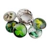 Green Lucky Clover Crystal Glass Keychain with Four-Leaf Clover Charm