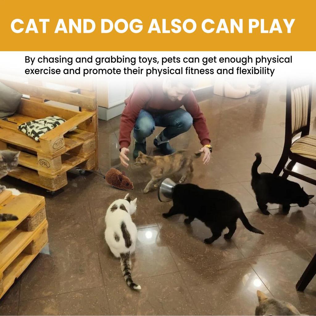 Electric Mice Cat Toy Automatic Squeaky Interactive Kitten Toys Stimulating Cat Moving Mice with Squeaky Sound for Exercise