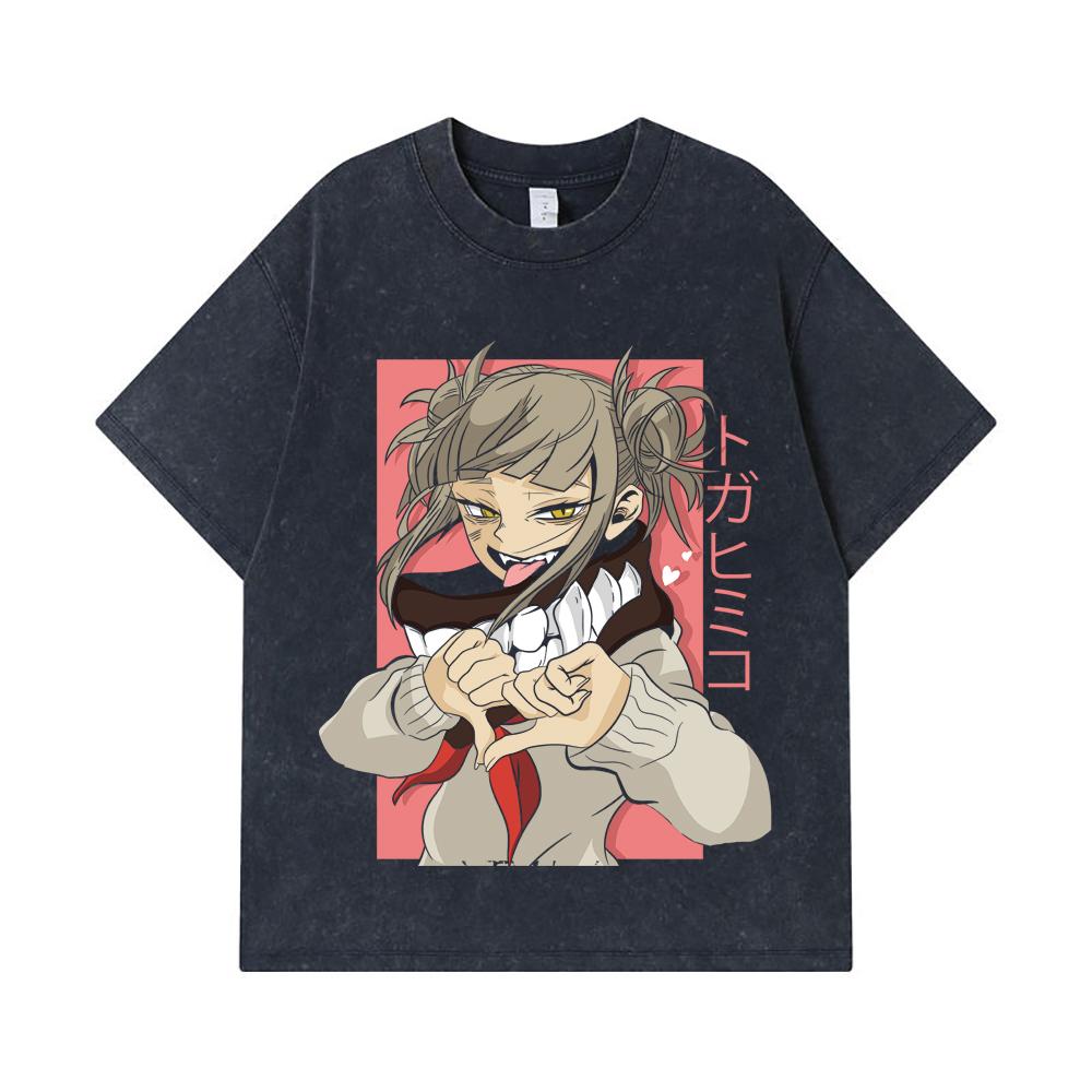 275 GSM Washed T-shirts 100% Cotton My Hero Academia V19 Toga Print Unisex Heavy Cotton T Shirt