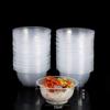 50 Pcs Disposable Transparent Heavy Duty Plastic Bowls For Ice Cream Dessert Fruit Salad Picnic Wedding Party Food Container
