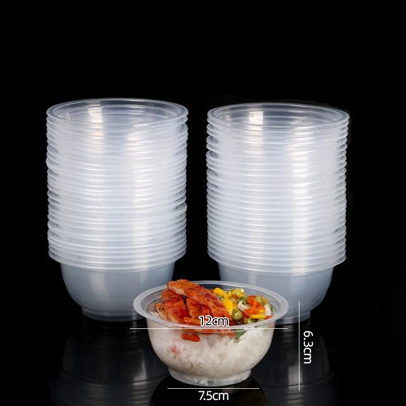 50 Pcs Disposable Transparent Heavy Duty Plastic Bowls For Ice Cream Dessert Fruit Salad Picnic Wedding Party Food Container