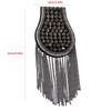 Sew-On Epaulette Shoulder Bar Accessory with Rivet Studs and Layered Metal Chain for Punk Theme Clothing Enhancement