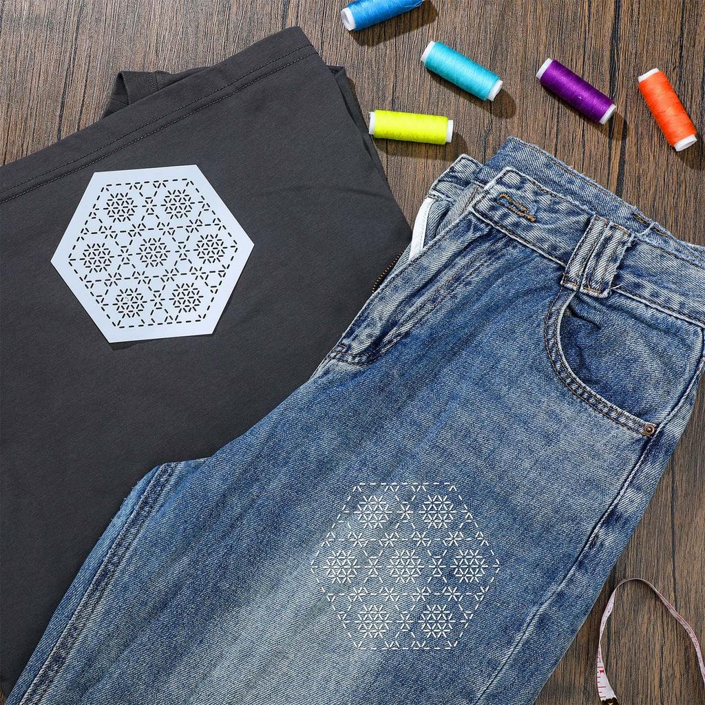 Yousoontic Sashiko Stencil Set (8 Pcs, 4.7 × 4.7 In, 2.5 Mm Thick, Reusable Plastic)