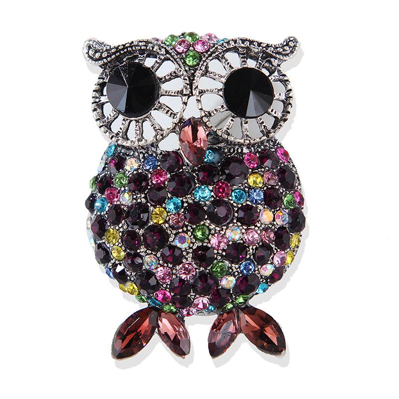 Personalized Retro Rhinestone Owl Brooches For Women Clothing Coat Accessries Gifts A3