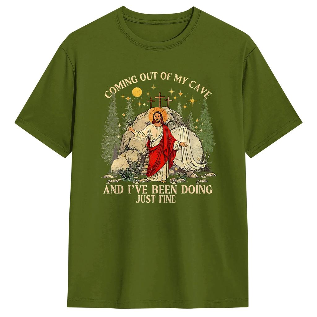 Coming Out of My Cave the Jesus Resurrection EasterTShirt Summer Fashion TShirts Cotton Comfortable Tees ShortSleeved