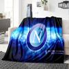 Coperta in Flanella Blu Elettrico con Logo Napoli, Poliestere Morbido, Design Moderno, Per Tutte le Stagioni per Campeggio, Viaggi, Regali per le Feste o Compleanni