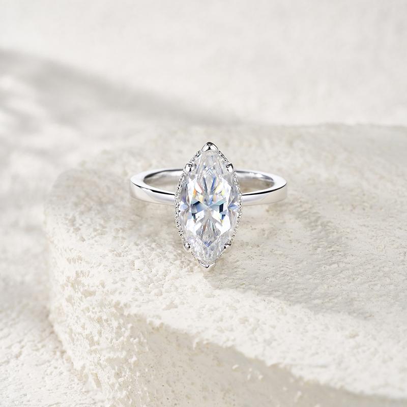 Trendy 3ct Marquise Cut VVS1 Dcolour Moissanite Rings 925 Silver Engagement Wedding Band Moissanite Fine Jewelry Women Ring