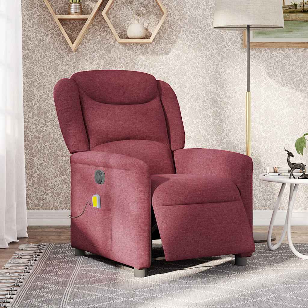 Foldable Massage Armchair, Electric, Wine Red, Fabric