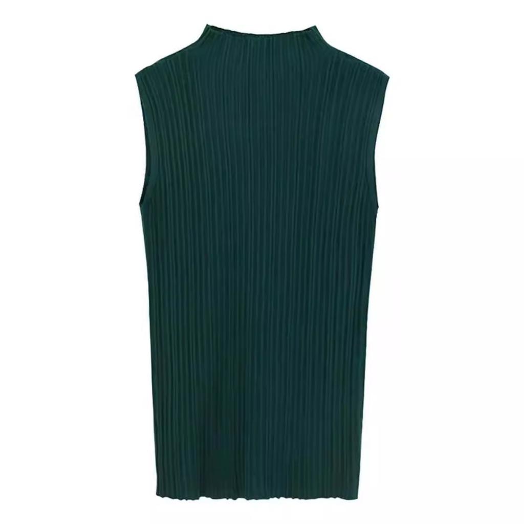 Half High Neck Sleeveless Vest Base Top for Spring Style, Paired with Knitted Women's Clothing