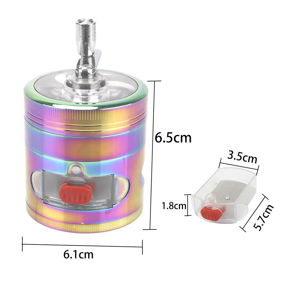 4 Layers Herb Grinder Hand Cranked Clear Top Grinder Smoke Crusher Crusher Crank Pollinator With Drawer Spice Grinder