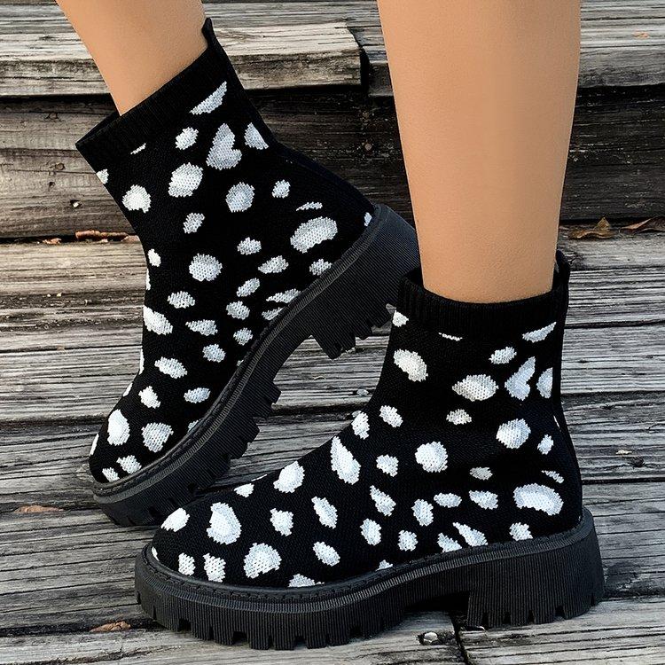 Fashion Spring and Autumn New Sock Boots Women's Plus Size Slip-on Stretch Boots Casual Outside Wear