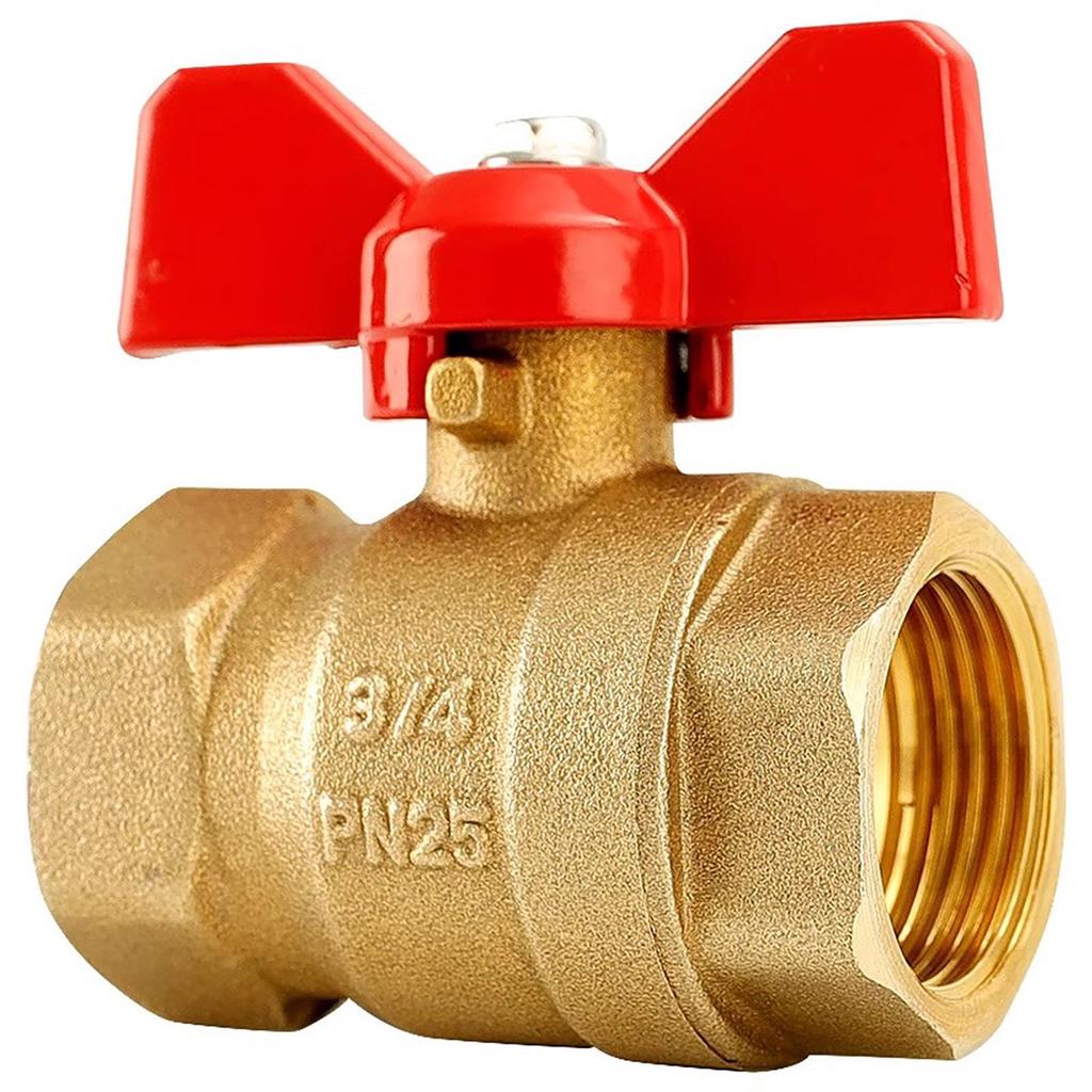 All-Copper Double Internal Thread Ball Valve for Water Heaters, Hot/Cold Tap, DN25, 4/6-Point, Straight Through, Thickened.