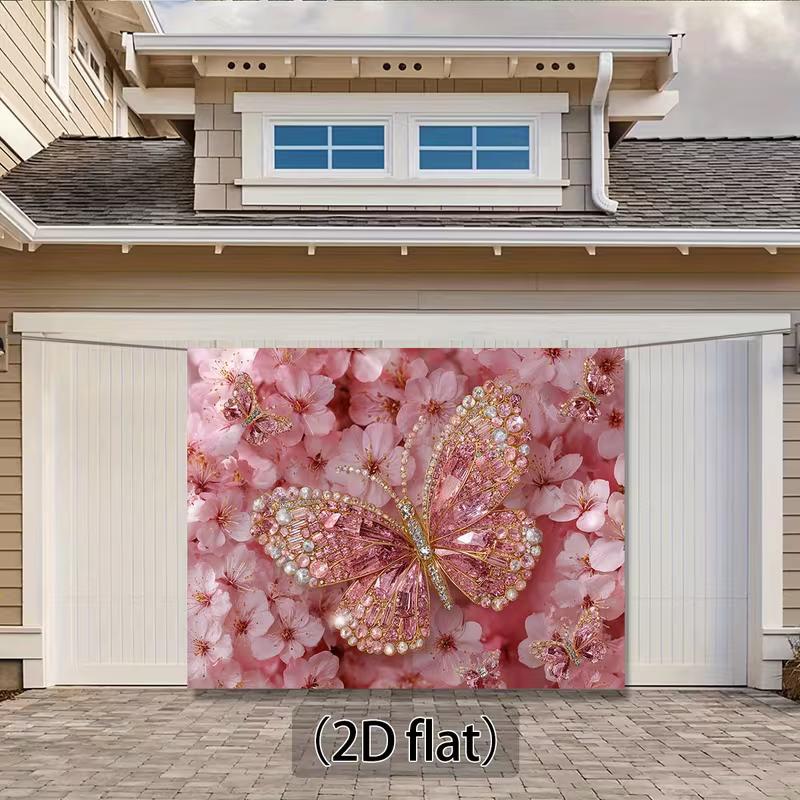 2D Pink Gem Butterfly Backdrop Cherry Blossom Floral Photography Background