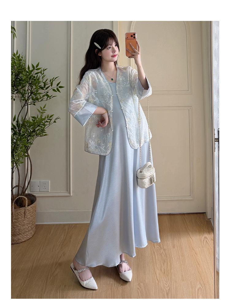 Elegantes Sommer-Umstandskleid 2026 im chinesischen Stil mit geprägtem Sonnenschutz