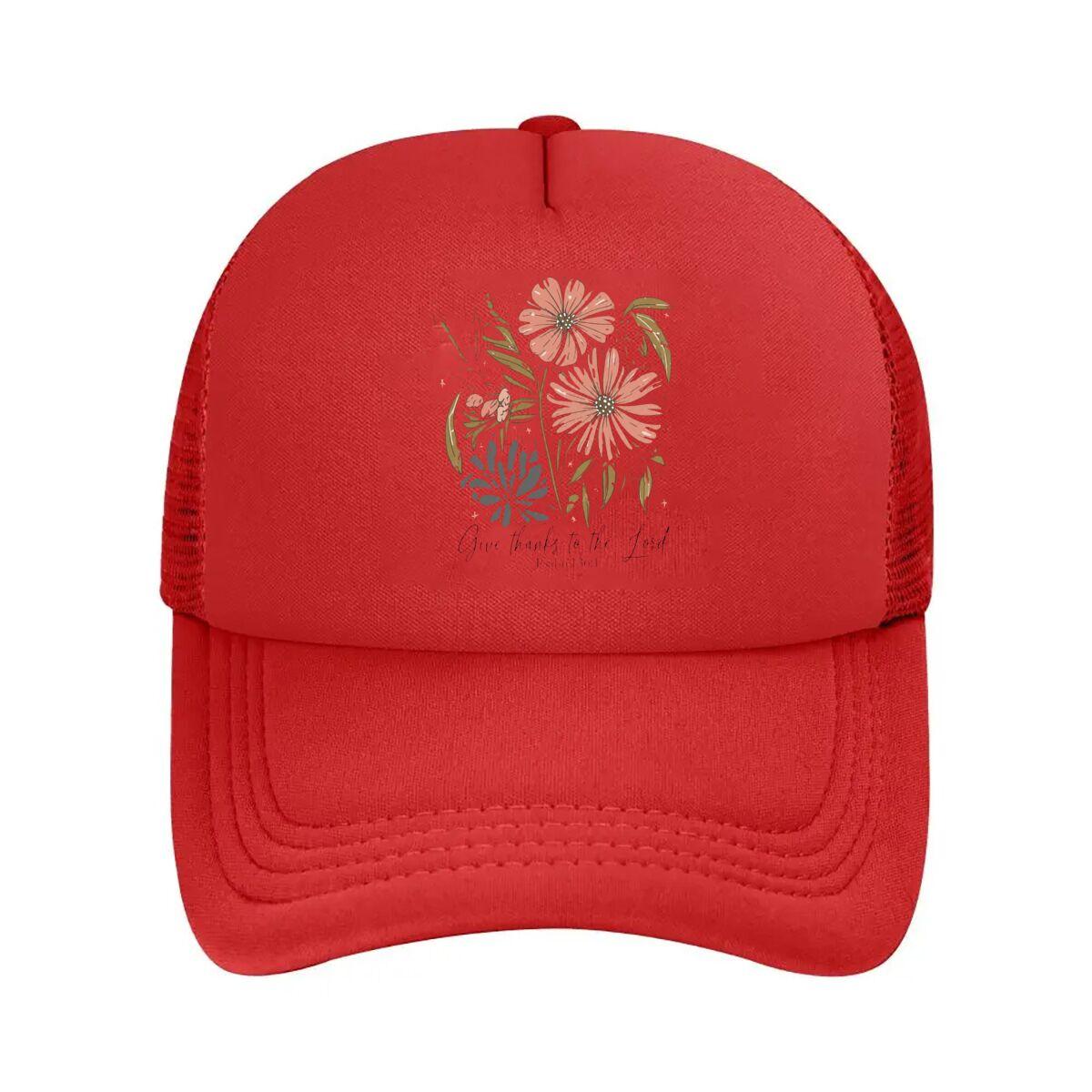 Vibrant Pink Floral Canvas Wall Art Mesh Baseball Cap Hip Hop Adjustable