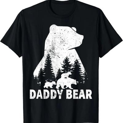 Daddy Bear 2 Cubs Father Day Funny Daddy Bear Twin Dad 2 Kid T-Shirt