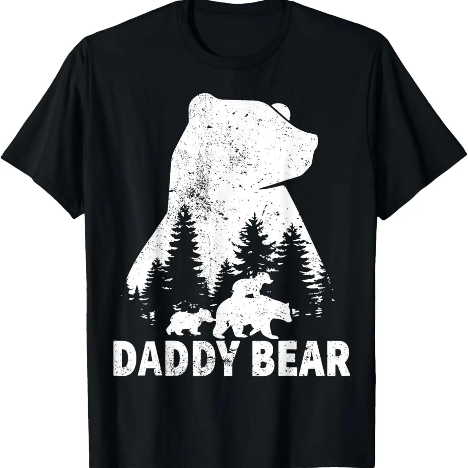 

Daddy Bear 2 Cubs Father Day Funny Daddy Bear Twin Dad 2 Kid T-Shirt S