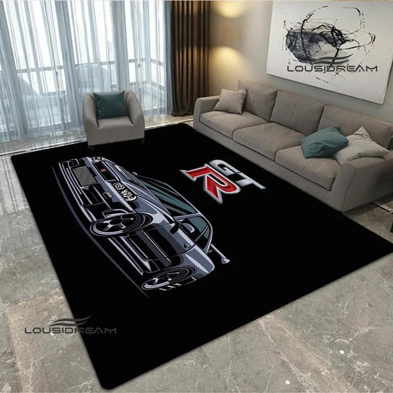 JDMs GTR Flag Car Pattern Carpet Decoration Room Home Outdoor Decor Racing Rug Non Slip Washable Game Style Floor Mat