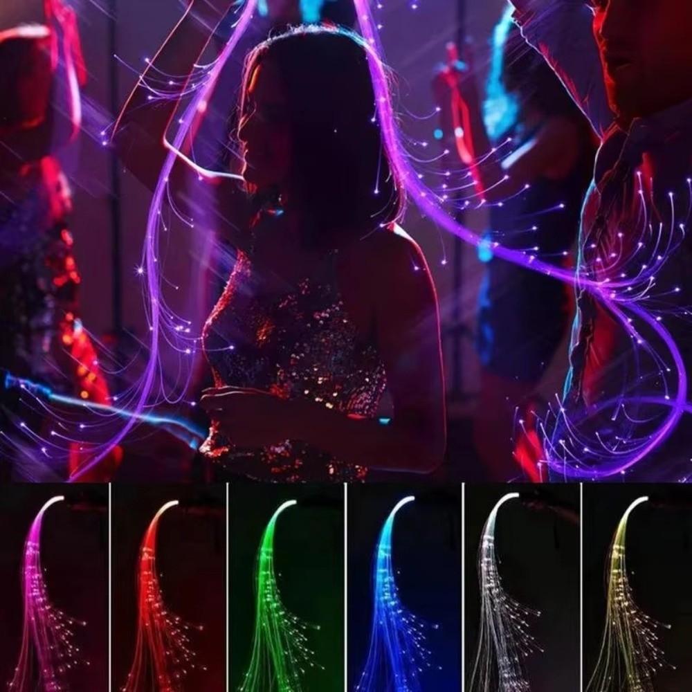 Rechargeable LED Fiber Optic Whip 360° Swivel Glowing Waving Flash Whip Optical Hand Rope Cosplay
