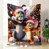 "Tom & Jerry Weihnachtsabenteuer: Festlicher Spaß für Kinder!"Decke Flanell Überwurfdecke für Sofa, Bett, Reisen, Camping, Büro"
