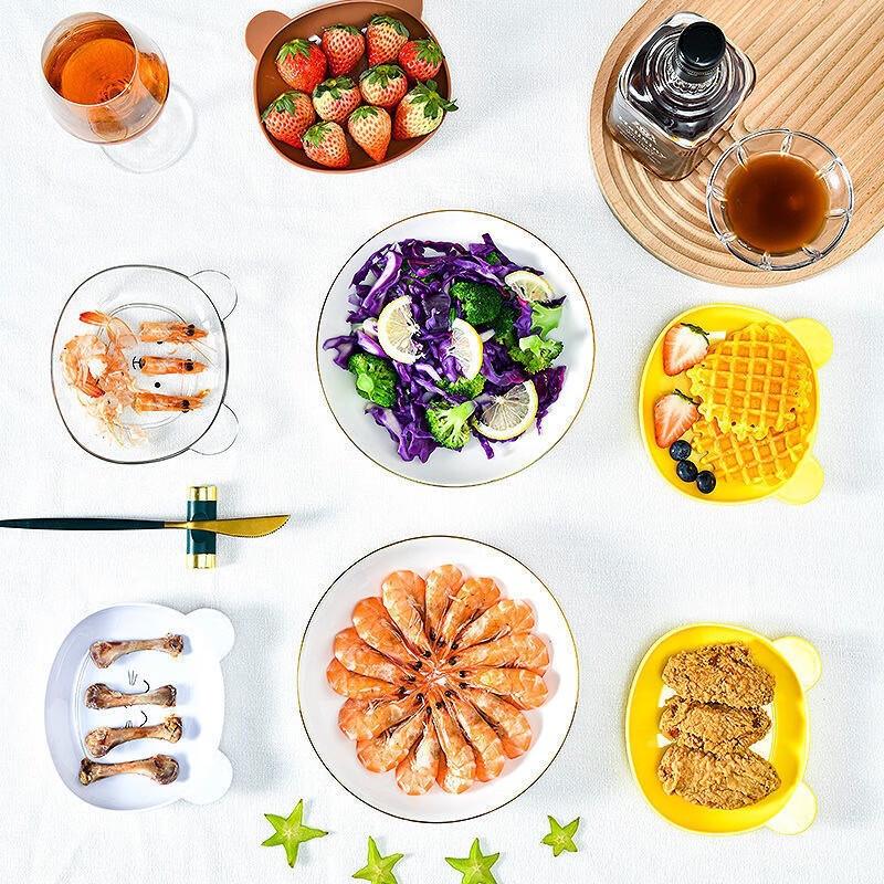 Baizi En Cartoon Bear Bone Dish and Snack Plate Set